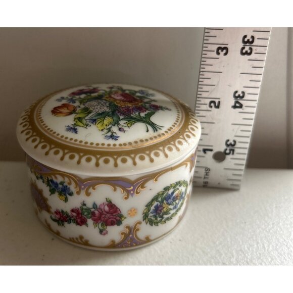 Andrea By Sadek Porcelain Collection Sevres Floral Trinket Box Candle Japan - Picture 8 of 8